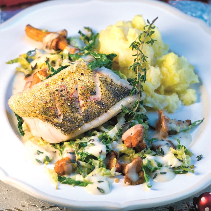 Foto van Snoekbaarsfilet met cantharellen-proseccosavooiekool door WW