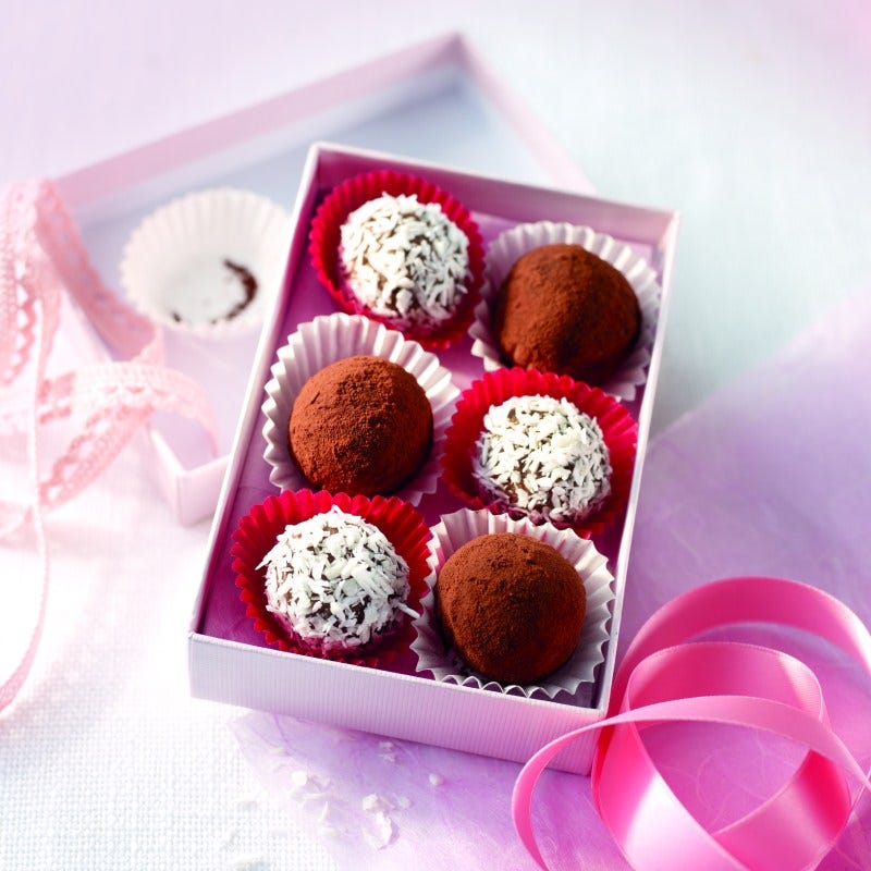 Foto van Pralines met chocolade en kokos door WW