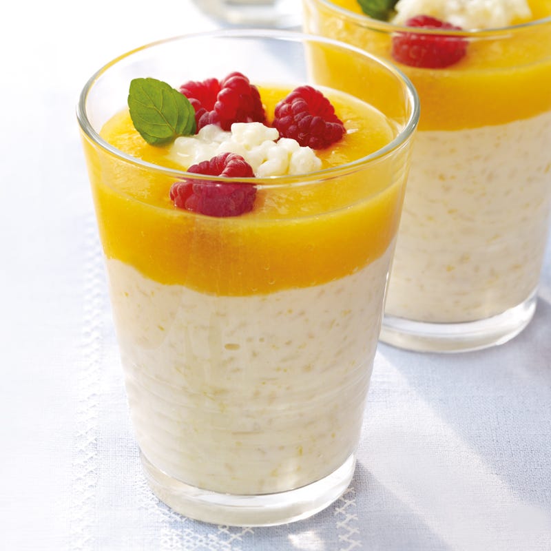 Foto van Abrikozenrijstepap met frambozen door WW