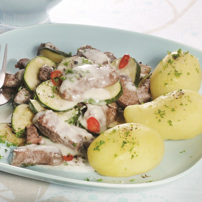 Foto van Ossenhaasreepjes met courgette door WW