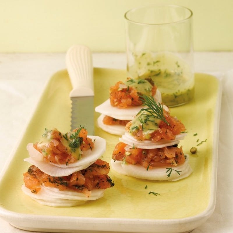 Foto van Torentjes van rammenas en zalm door WW