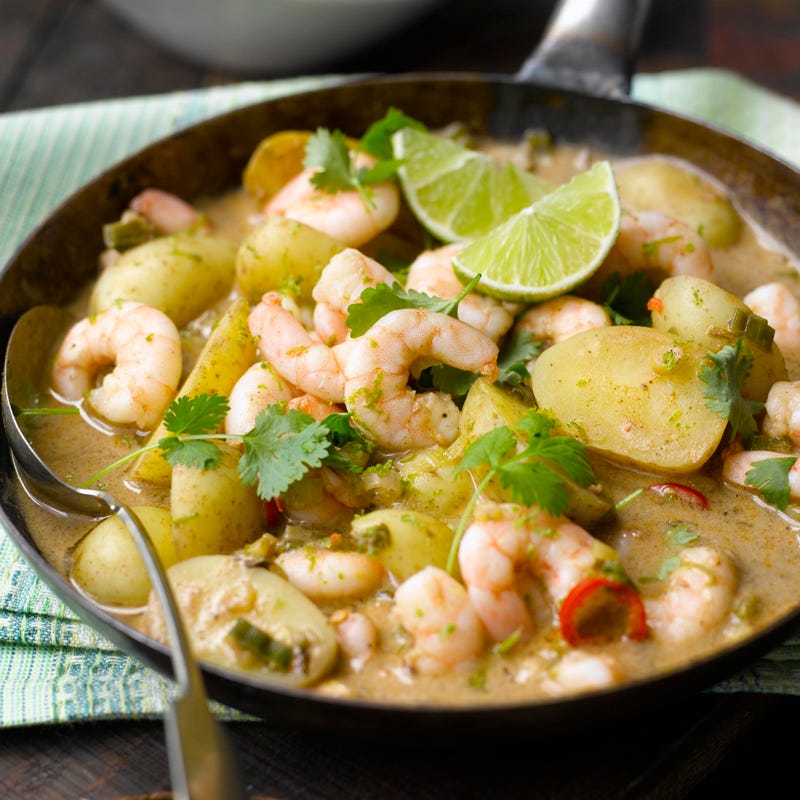 Foto van Curry van aardappelen en garnalen door WW