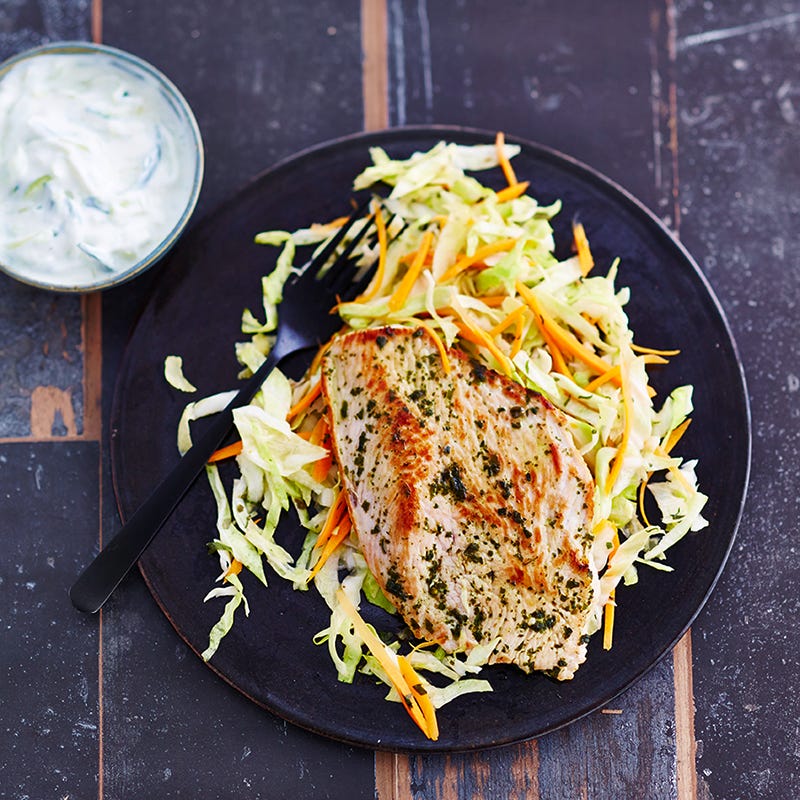 Foto van Kalkoenfilet met tzatziki en spitskoolsalade door WW