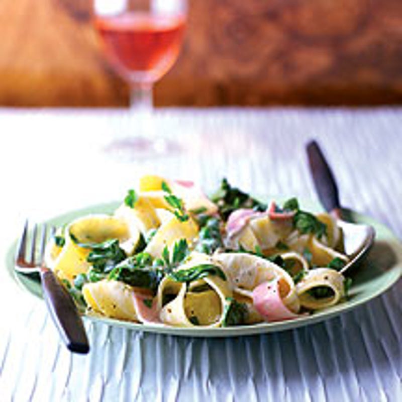 Foto van Pasta met spinazie, ham en erwten door WW