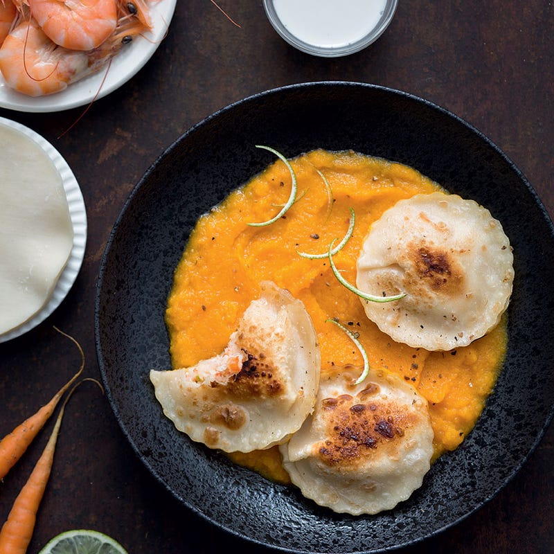Photo de/du Raviolis de crevette et crémeux carotte par WW