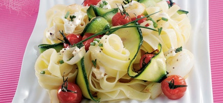 Pâtes aux courgettes et tomates cerise