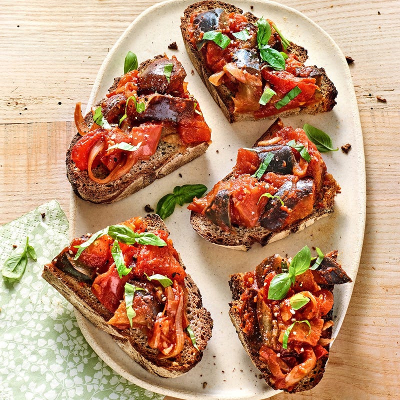 Bruschetta aux tomates et aux aubergines