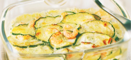 Gratin de crevettes aux courgettes