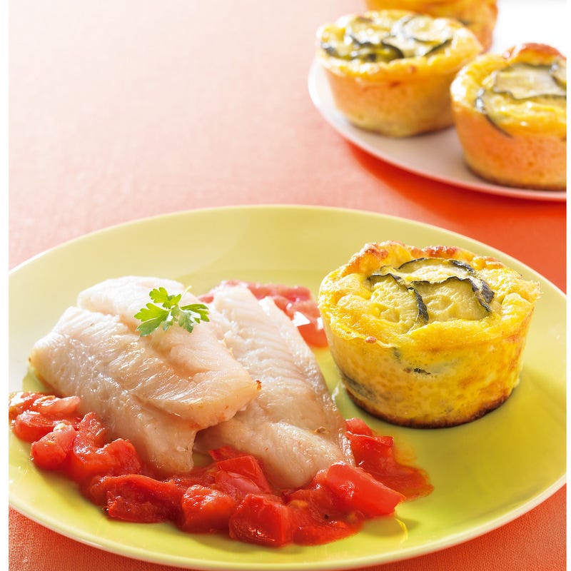 Photo de/du Merlan au four, flan de courgettes par WW