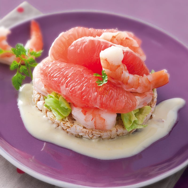 Photo de/du Tartelette de riz soufflé aux pamplemousses et aux crevettes par WW