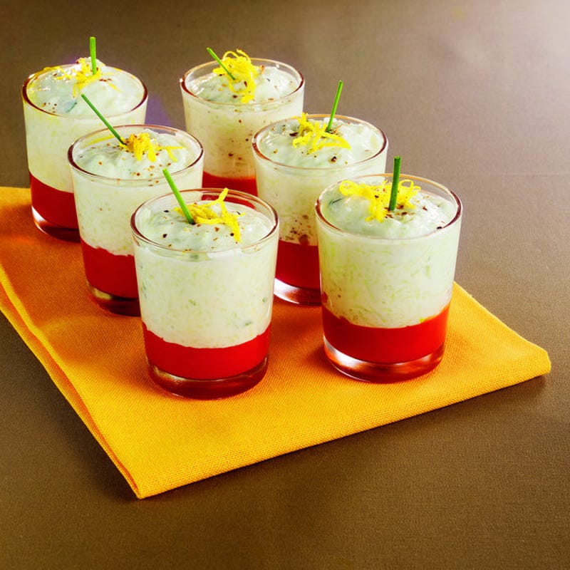 Photo de/du Verrines au concombre sur coulis de tomate par WW