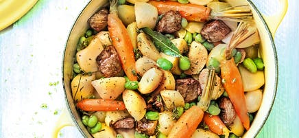 Veau confit aux légumes de printemps
