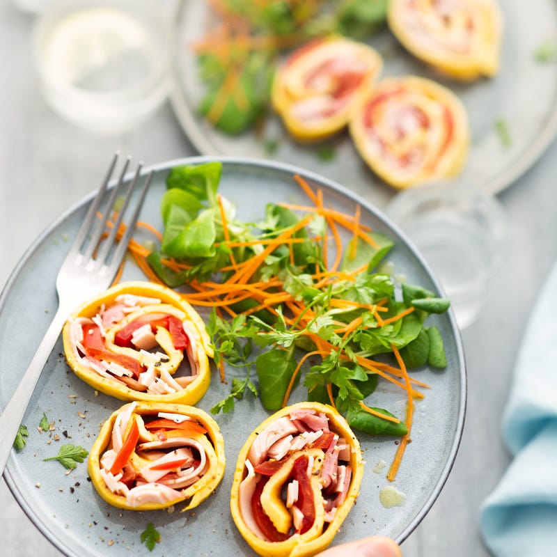 Omelette au jambon de poulet