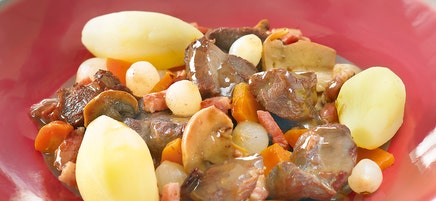 Bœuf bourguignon, pommes vapeur