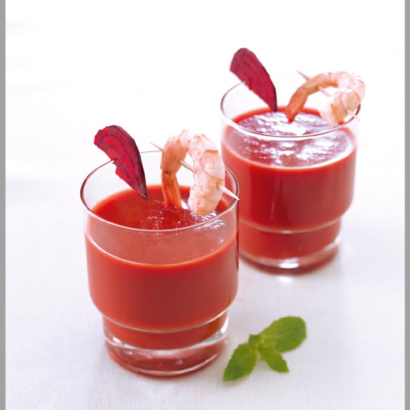 Crevettes en gaspacho nordique