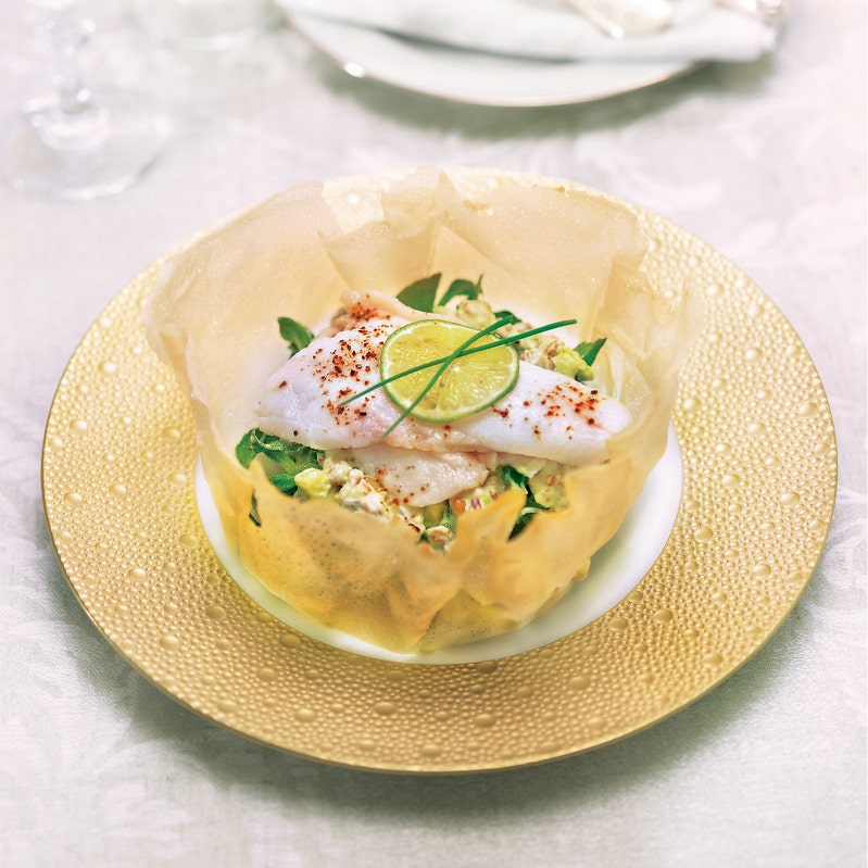 Tulipe d'églefin au blé et avocat