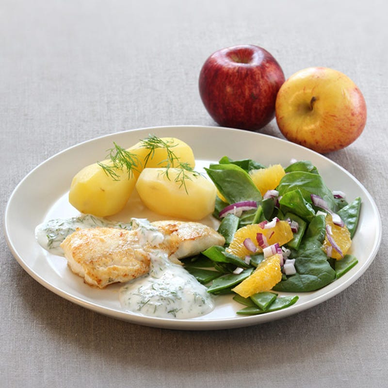 Photo de/du Cabillaud et salade d'épinards par WW