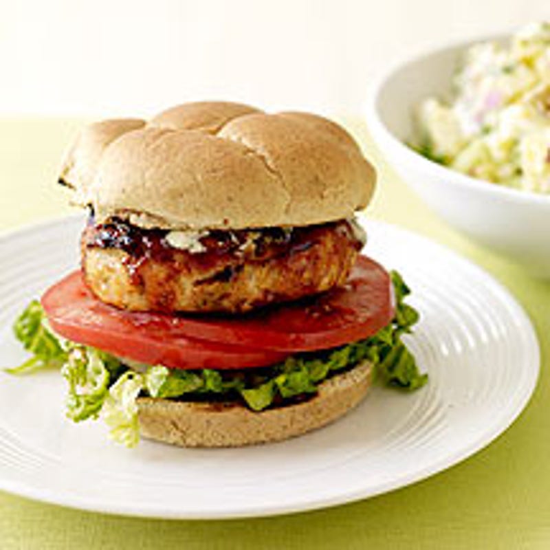 Foto van Kipburger met blauwe kaas door WW