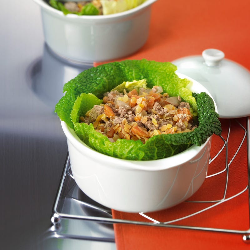 Photo de/du Cocottes de chou farci au boeuf et lentilles corail par WW