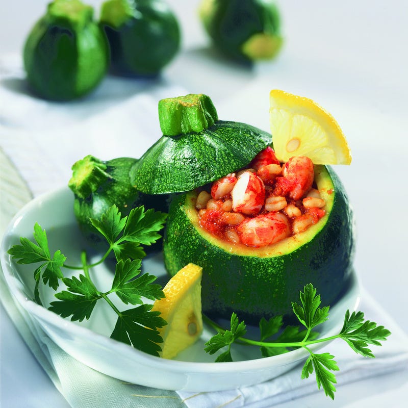 Photo de/du Courgette farcie blé-écrevisse par WW