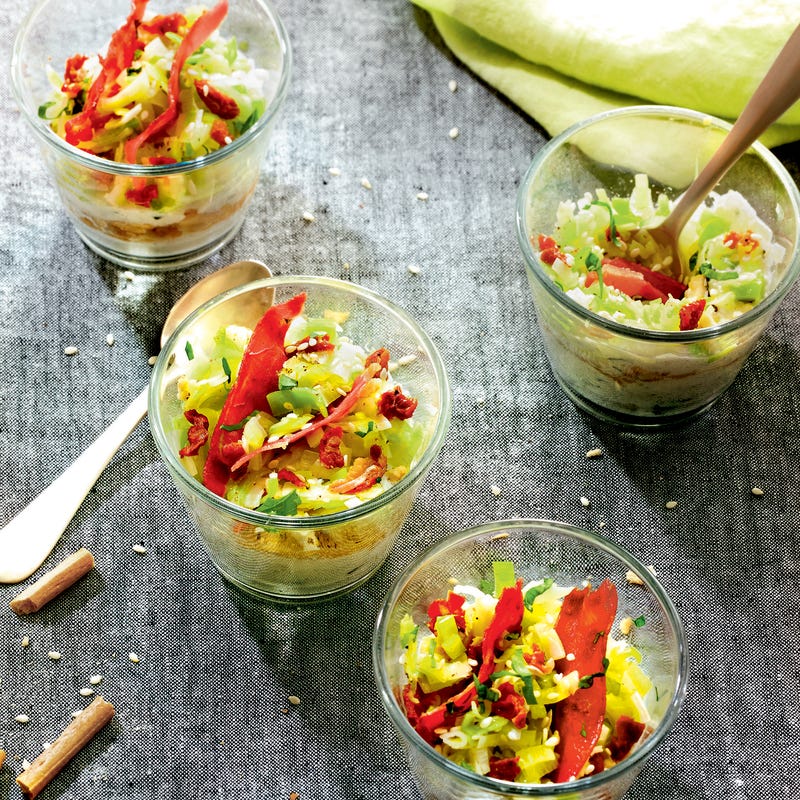 Tiramisu au poireau et tomates séchées