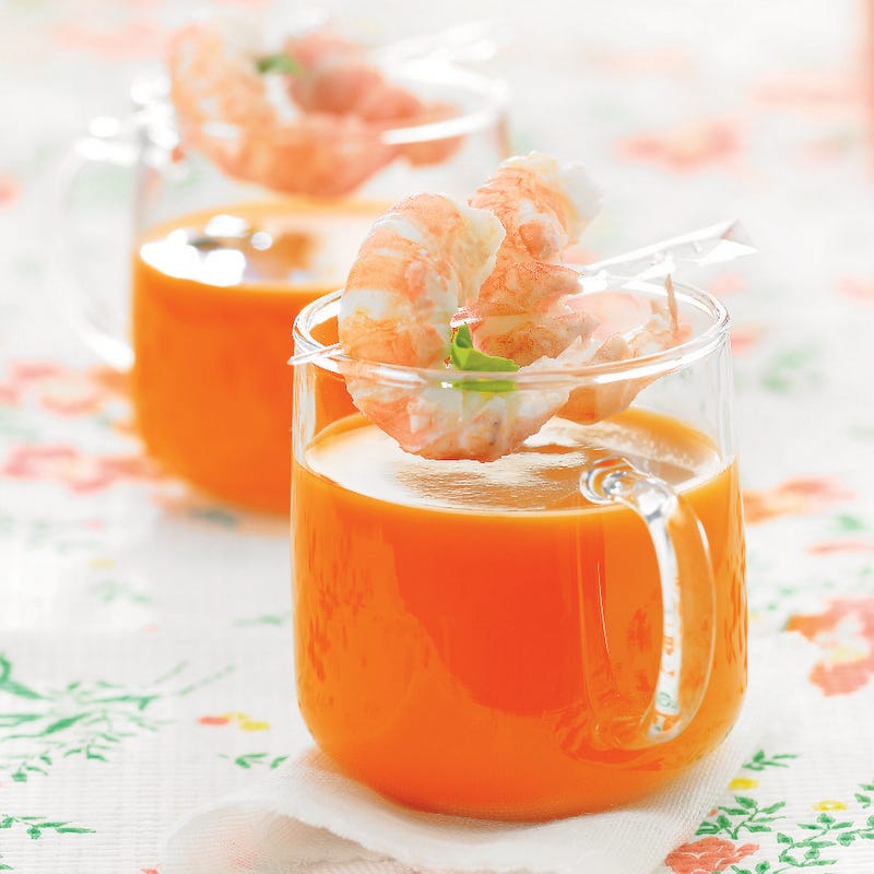 Photo de/du Langoustines en crème de poivrons par WW