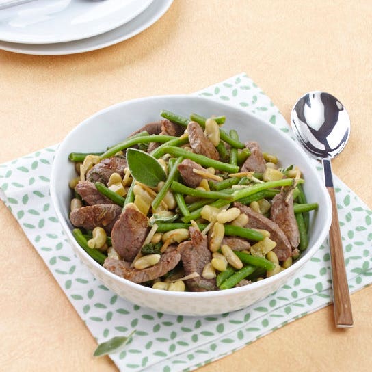 Agneau sauté aux deux haricots