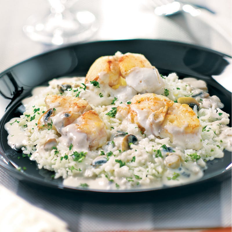 Photo de/du Lotte, champignons, riz à la crème par WW