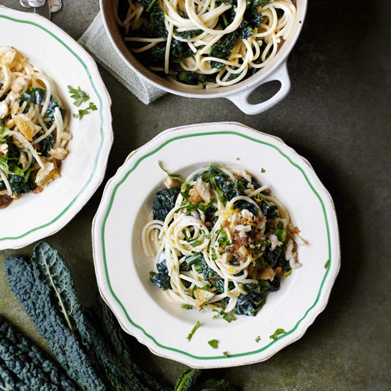 Photo de/du Spaghettis au cavolo nero et croûtons aux anchois par WW