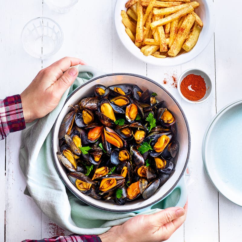 Moules marinières frites