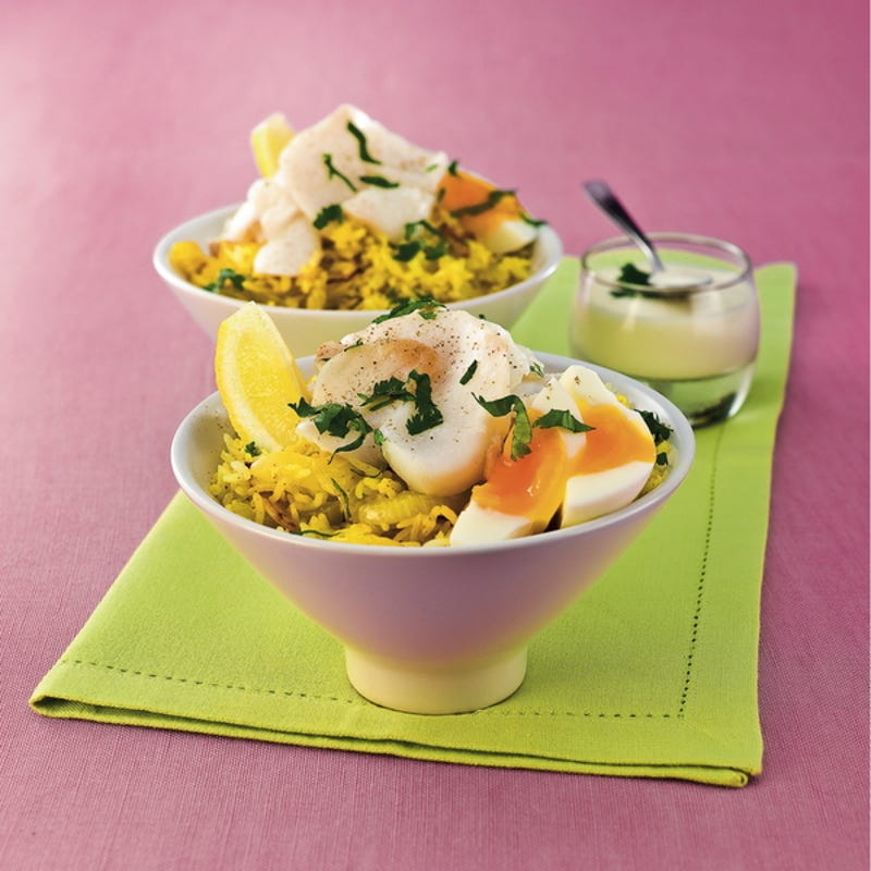 Photo de/du Eglefin au riz basmati, sauce au yaourt par WW