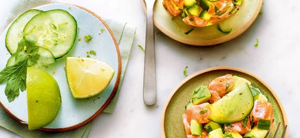 Tartare de saumon concombre et avocat