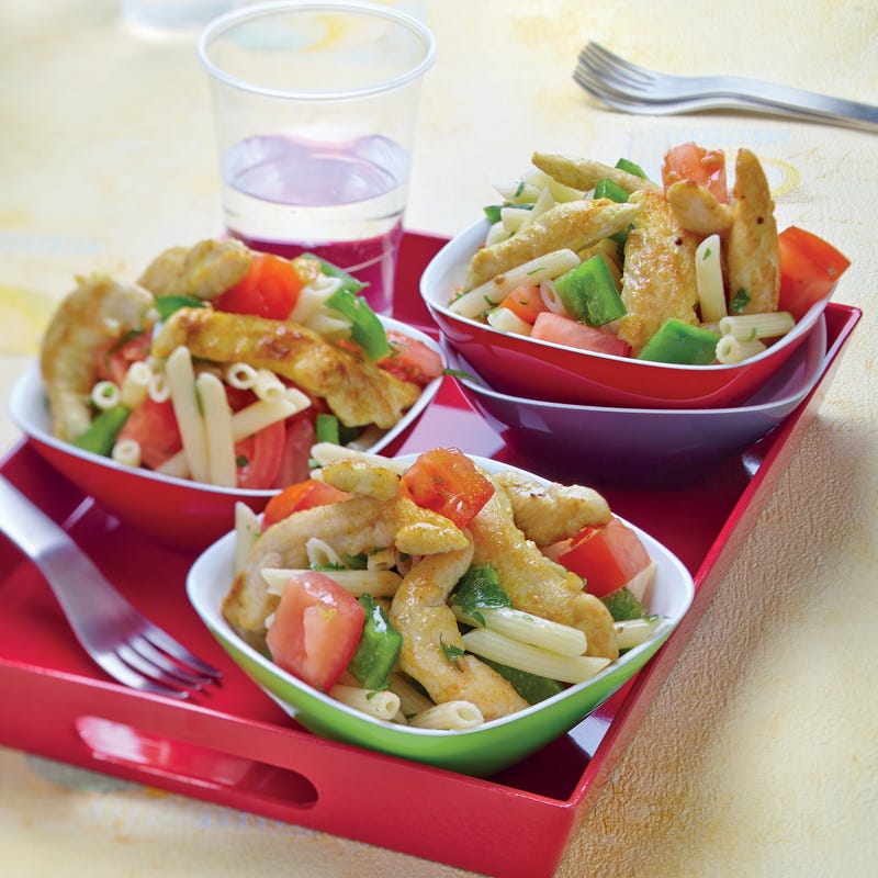 Salade de pâtes au poulet épicé