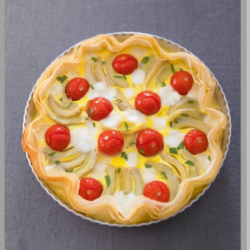 Tarte aux artichauts et aux tomates cerises