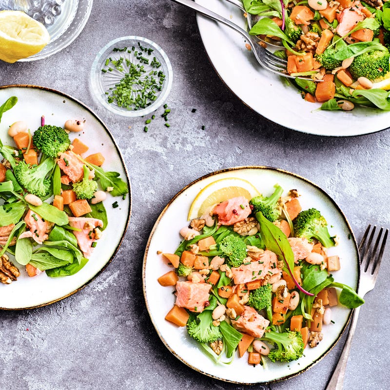 Salade tiède de saumon aux légumes