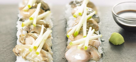 Huîtres comme un sushi déroulé