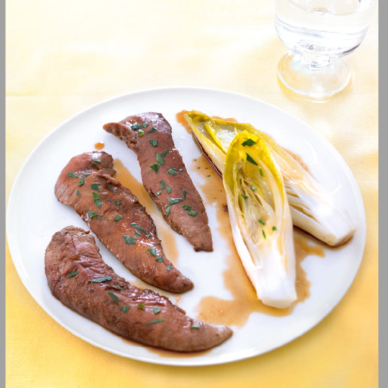 Aiguillettes de canard à la chicorée