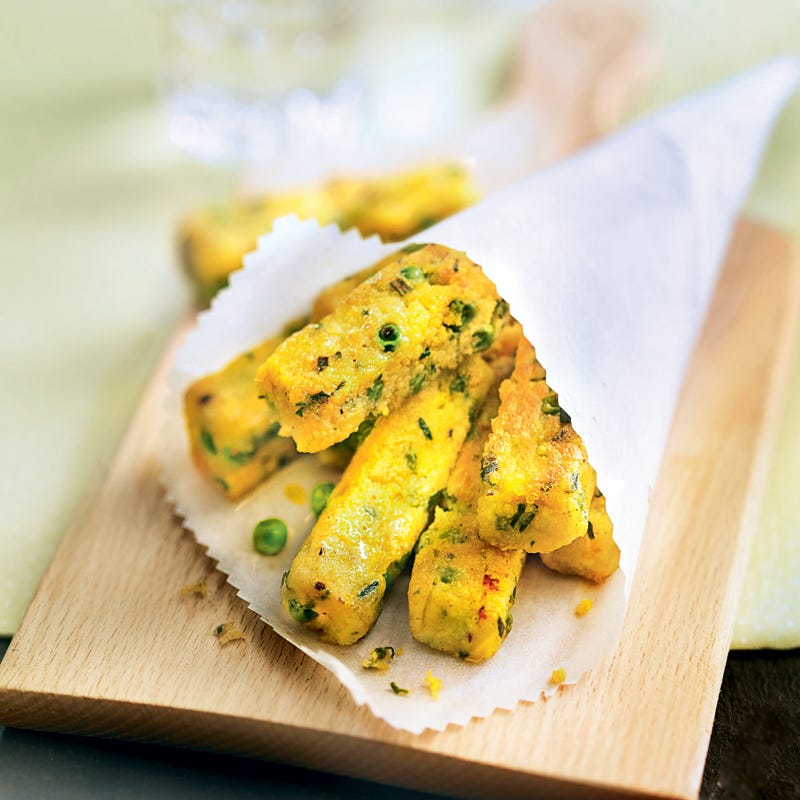 Bâtonnets de polenta aux petits pois