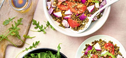 Salade de lentilles et tomates confites