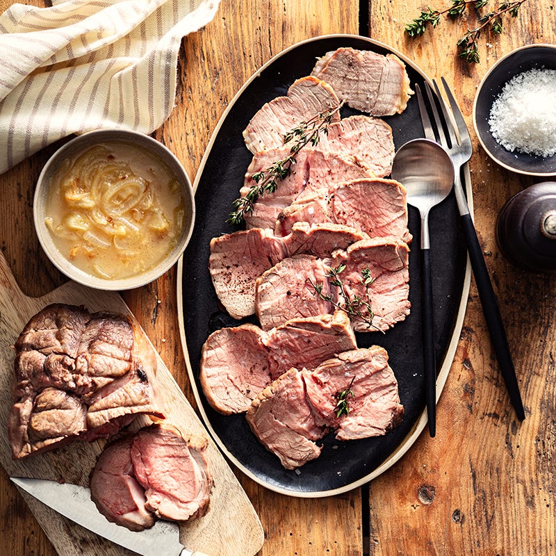 Gigot d'agneau mariné et rôti