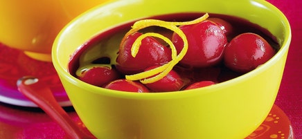 Marinade de cerises au vin framboisé