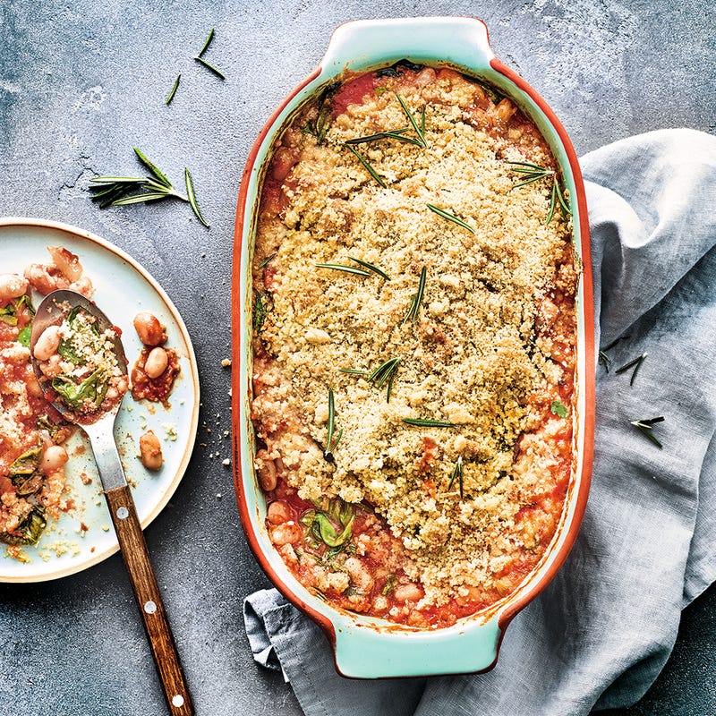 Gratin de haricots blancs à la tomate et aux épinards