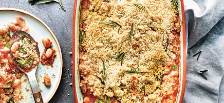 Gratin de haricots blancs à la tomate et aux épinards