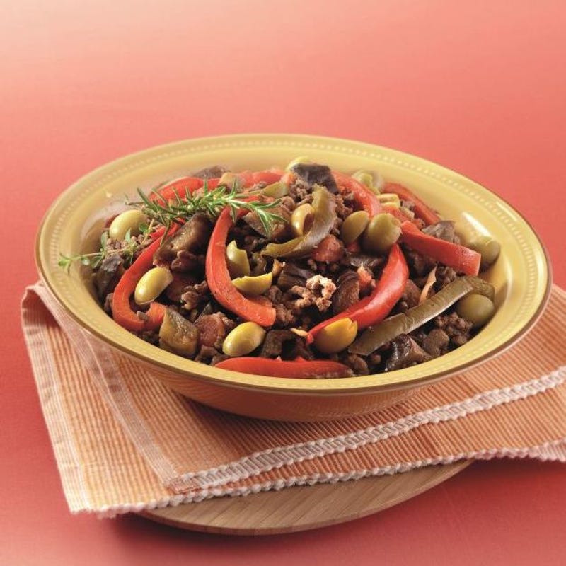 Photo de/du Boeuf mijoté aux aubergines et olives vertes. par WW