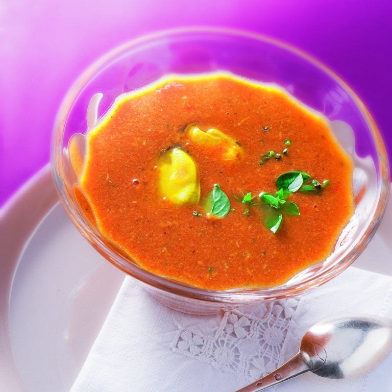 Photo de/du Gaspacho de tomates au safran et aux moules par WW
