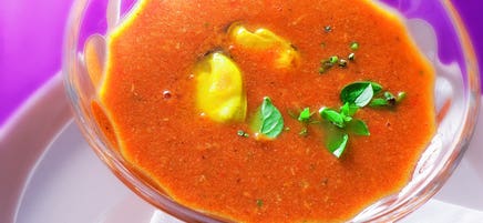 Gaspacho de tomates au safran et aux moules