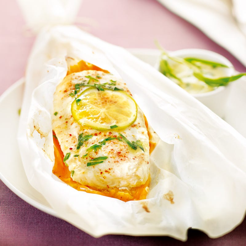 Photo de/du Pavé de bar en papillote, beurre d'estragon par WW