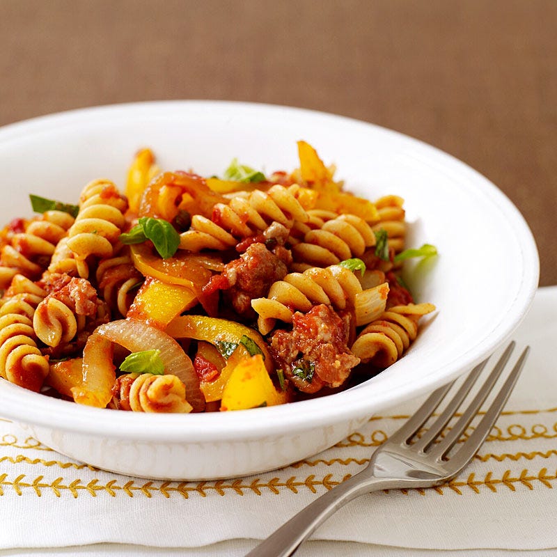 Photo de/du Fusilli aux merguez et aux poivrons par WW