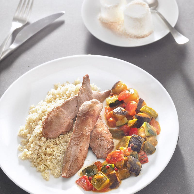 Canard sucré salé, quinoa et ratatouille