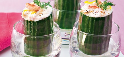Concombres farcies au crabe, aneth et fromage blanc
